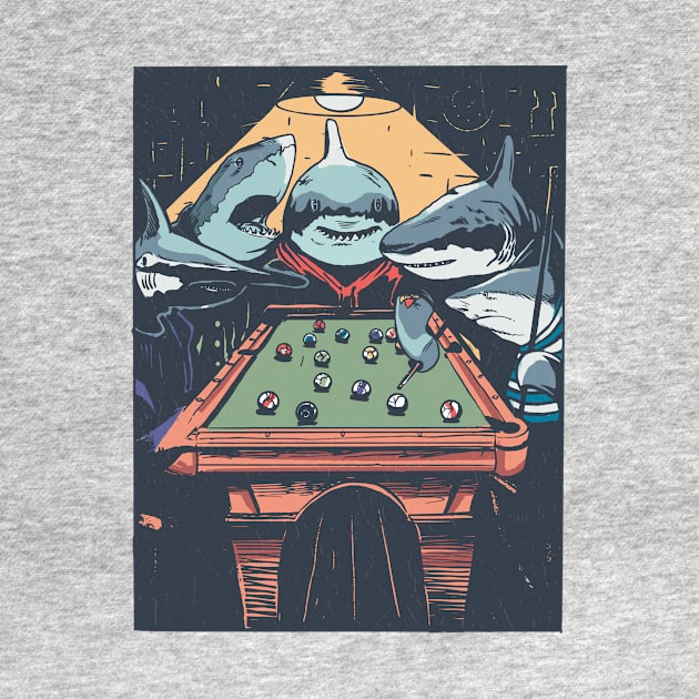 Sharks Playing Pool Billard by Watersolution